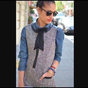 🌷Kirna Zabete Tweed sleeveless zipper mod 70's style dress